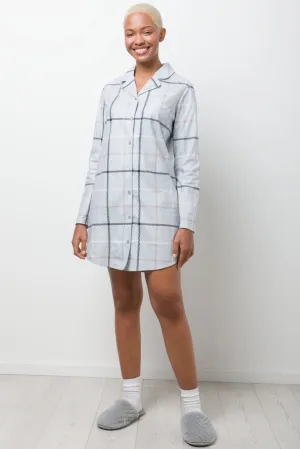 Flannel Check Sleepshirt Grey