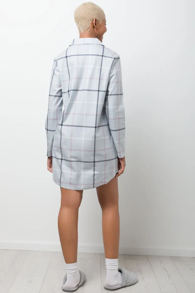 Flannel Check Sleepshirt Grey