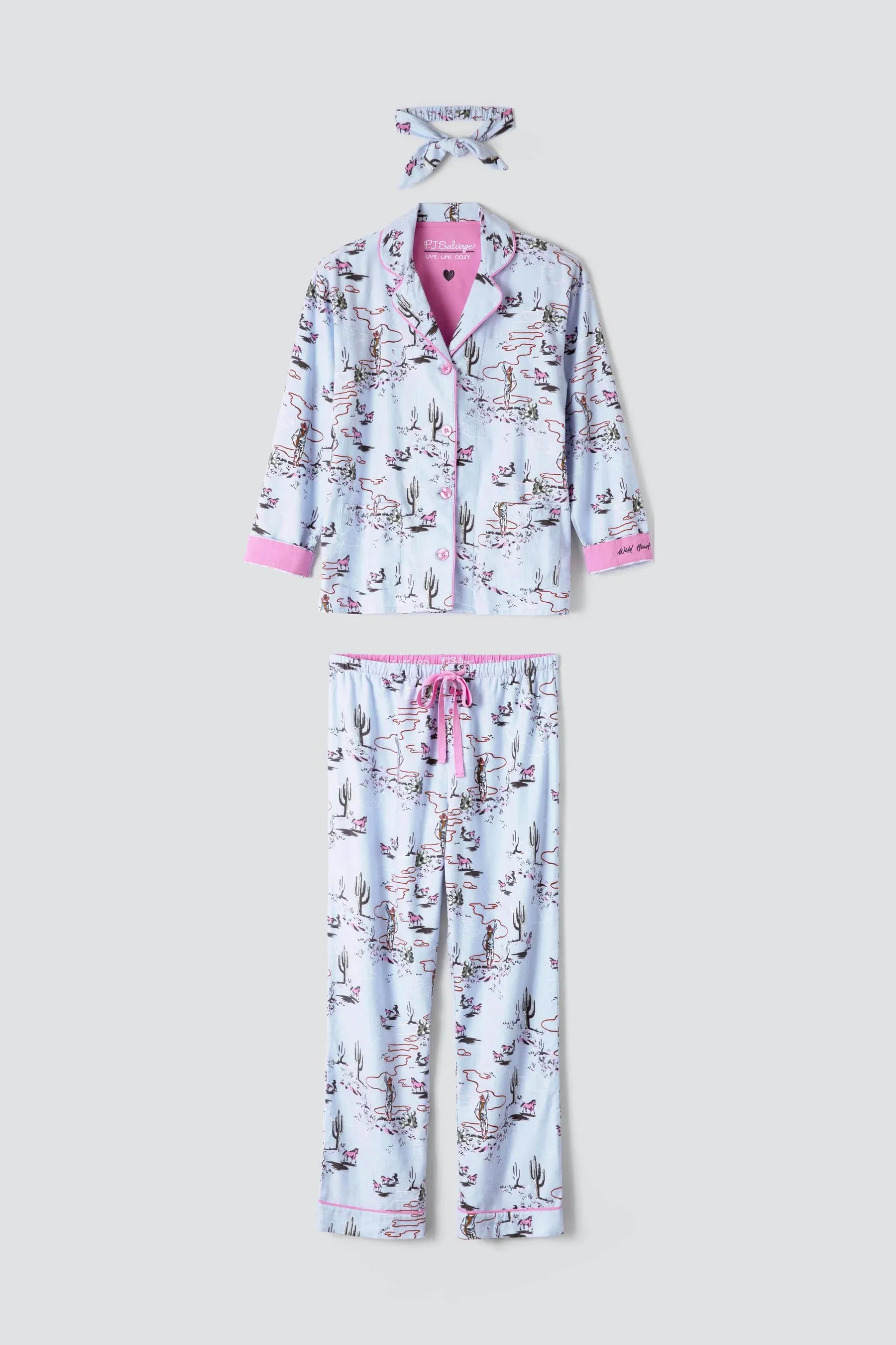 Flannels PJ Set In Blue Whisper - P.J. Salvage
