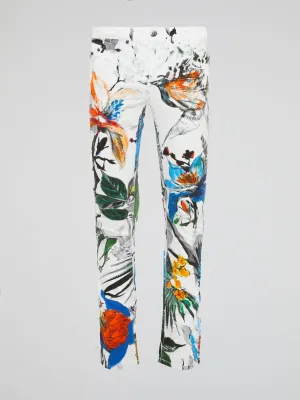 Floral Print Slim Fit Pants