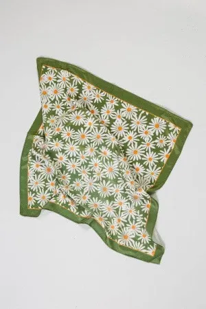 FLOWER SILKY FEEL BANDANA SCARF | 21SC353GRN