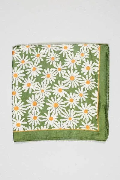 FLOWER SILKY FEEL BANDANA SCARF | 21SC353GRN