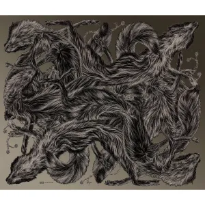 'Fox Furs' Khaki - Fringed Twill Scarf