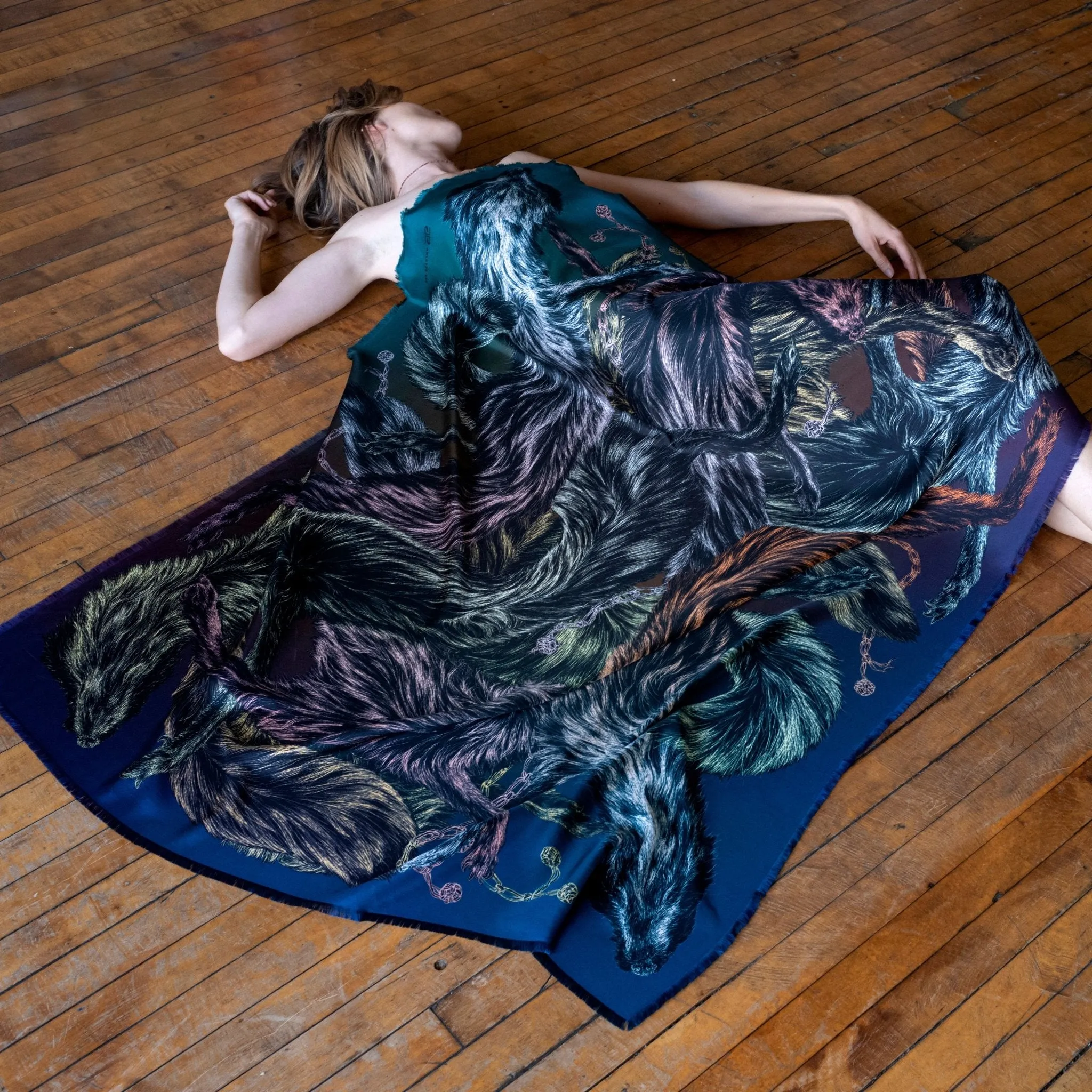 'Fox Furs' Toxic - Fringed Twill Scarf