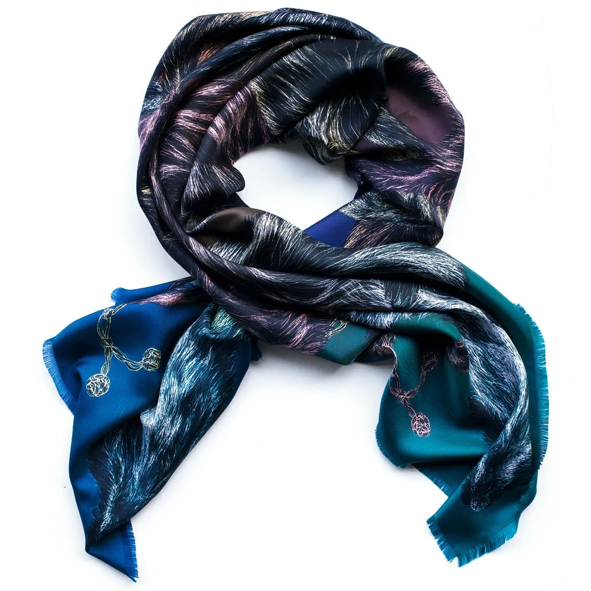 'Fox Furs' Toxic - Fringed Twill Scarf