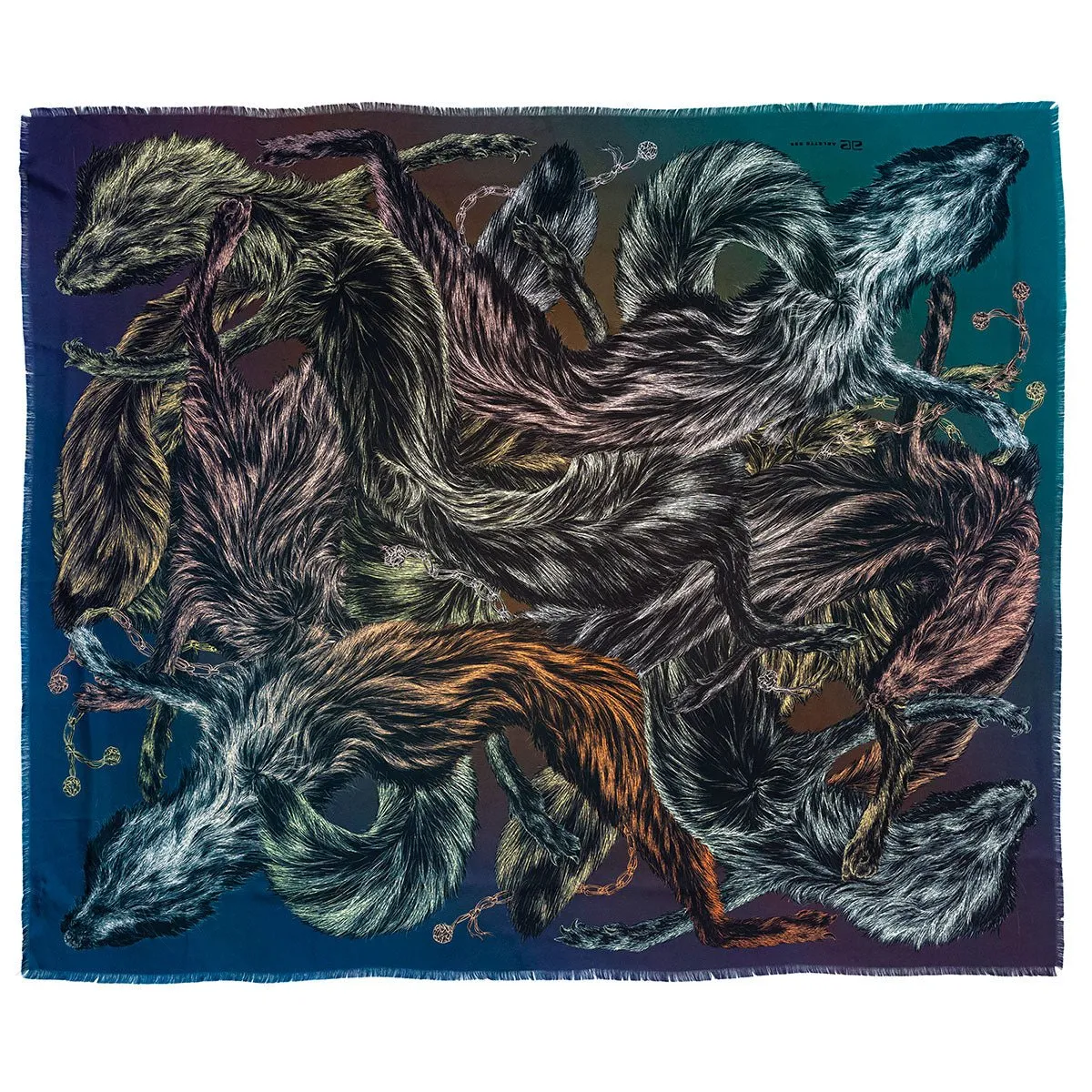 'Fox Furs' Toxic - Fringed Twill Scarf
