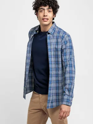 GANT Vintage Blue Tech Prep Jaspe Plaid Button Down Shirt 3019330 Size M NWT