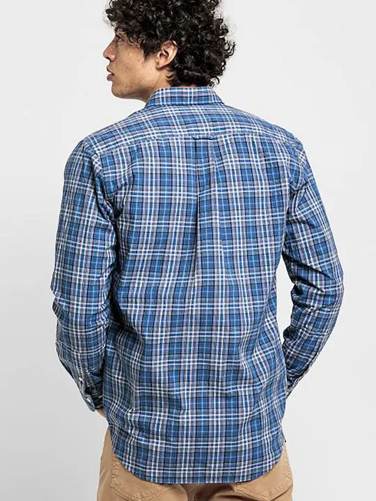 GANT Vintage Blue Tech Prep Jaspe Plaid Button Down Shirt 3019330 Size M NWT