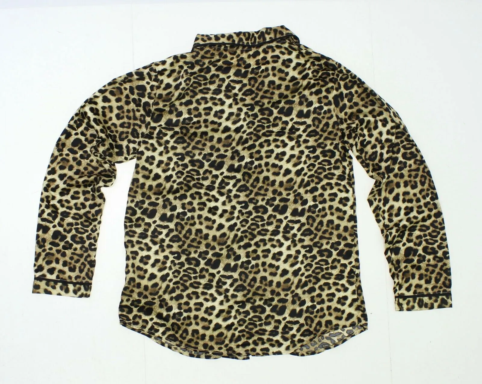 Gilligan & O'Malley Women's Long Sleeve Satin Pajama Top Cheetah Print Small