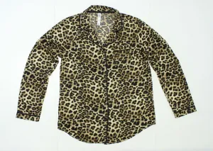 Gilligan & O'Malley Women's Long Sleeve Satin Pajama Top Cheetah Print Small