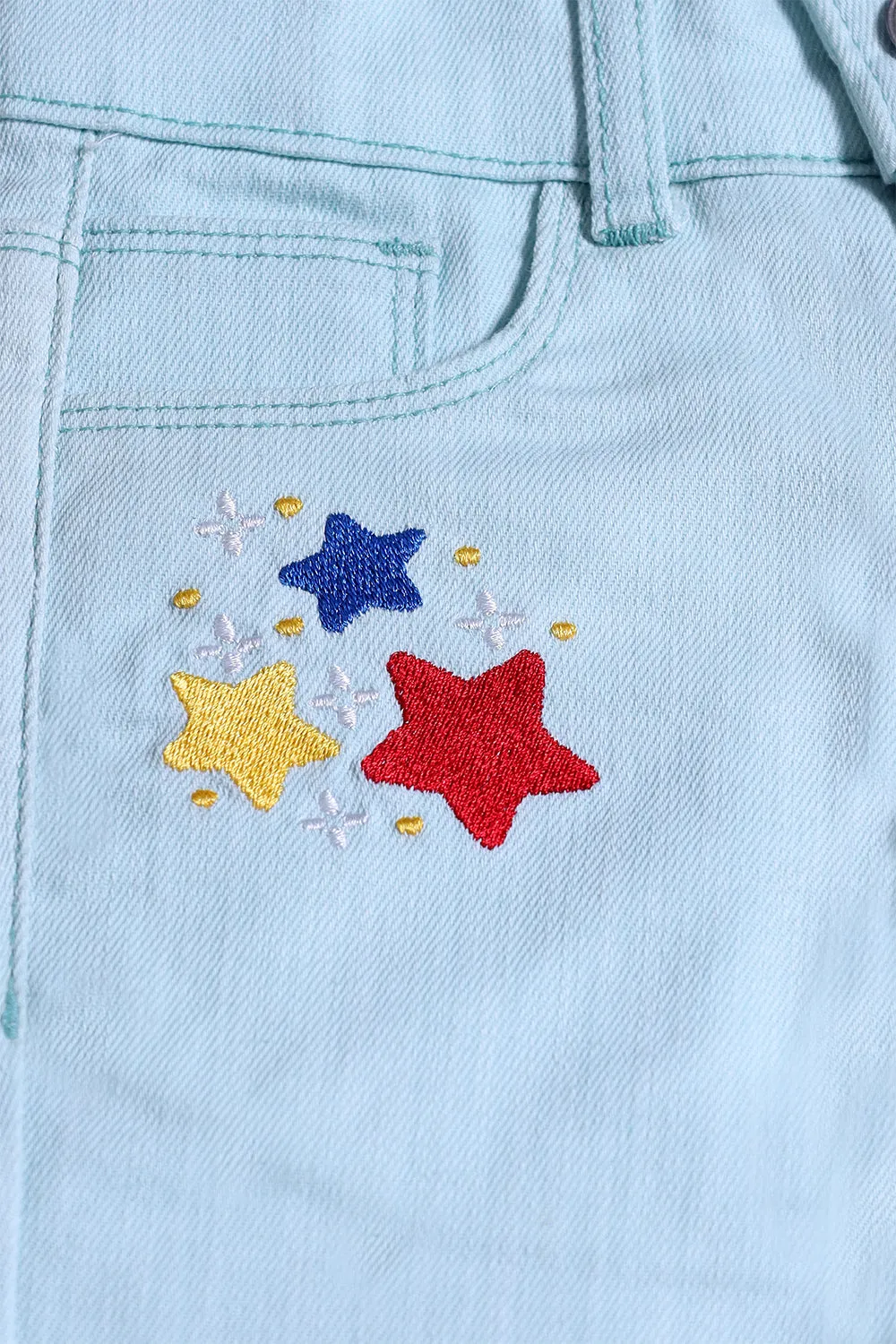 GIRL'S TWILL PENT EMB. - STAR