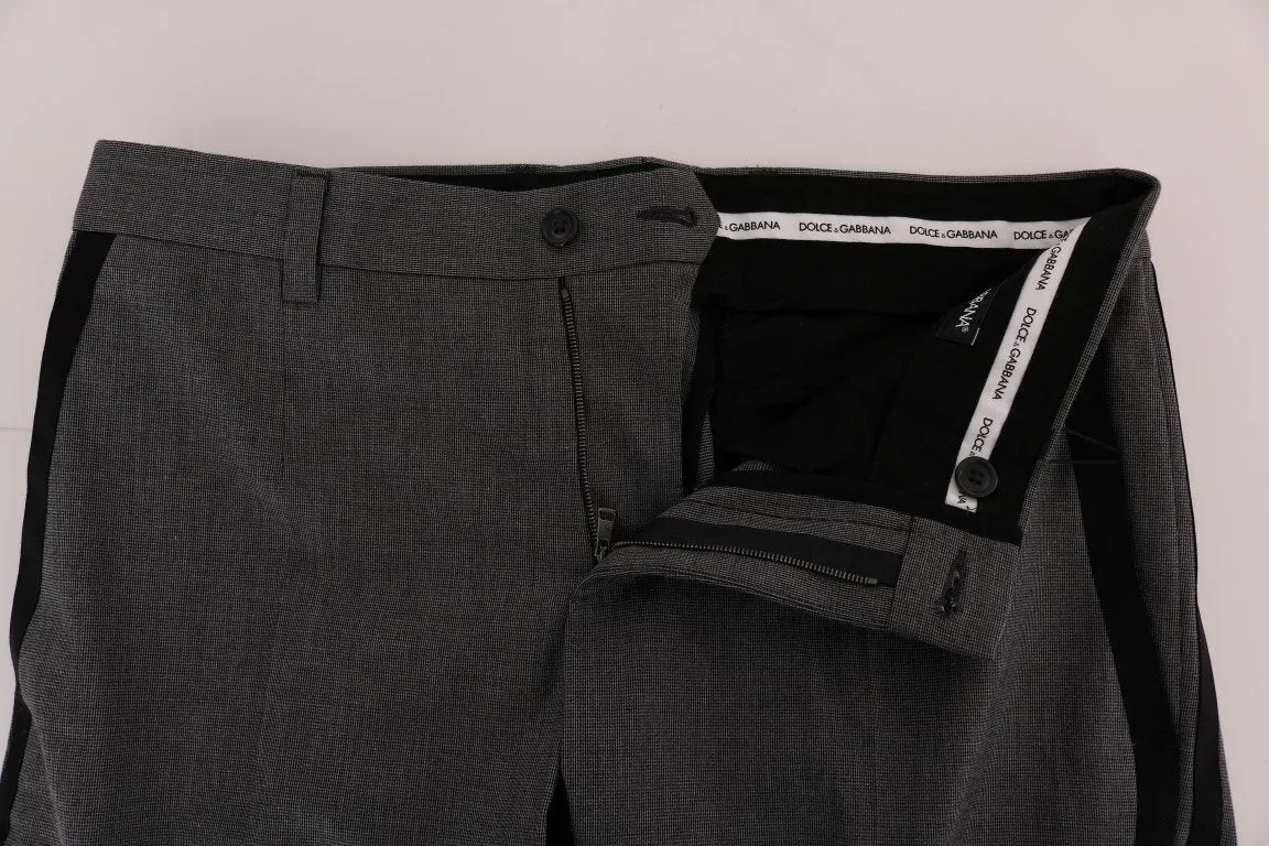 Gray Cotton Casual Slim Fit Pants