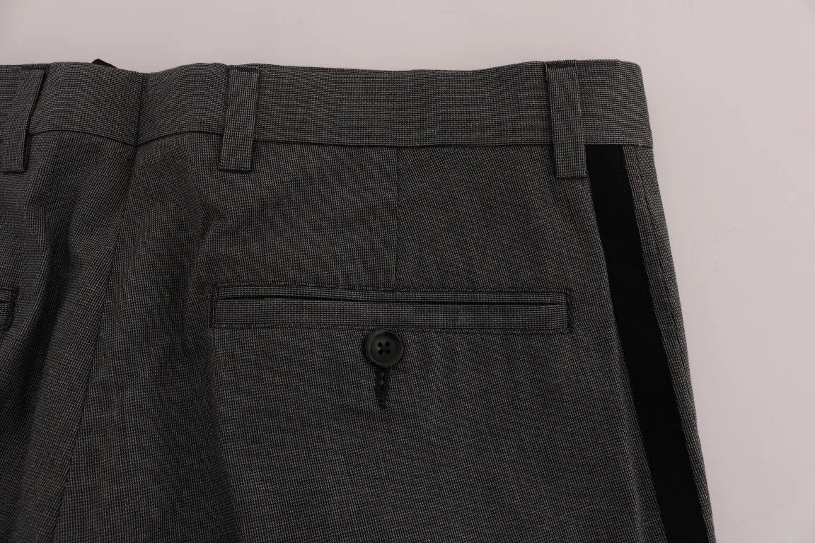 Gray Cotton Casual Slim Fit Pants