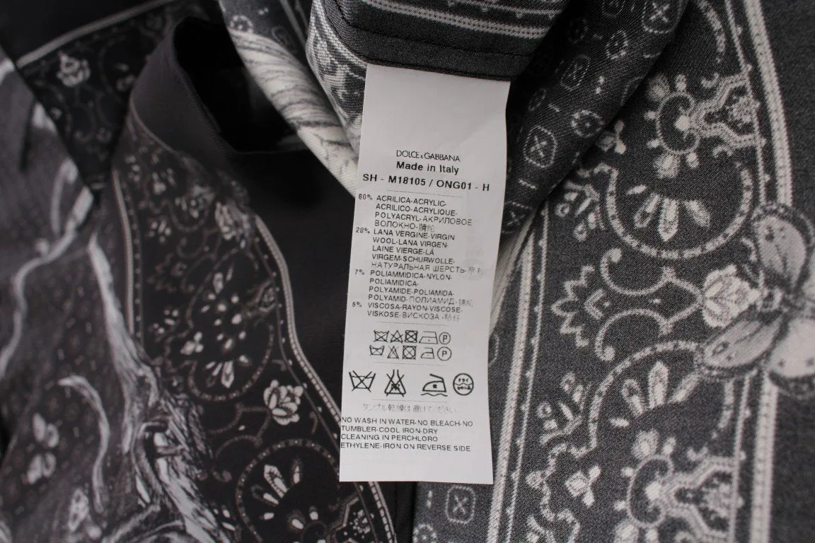 Gray Monkey Print Pajama Shirt