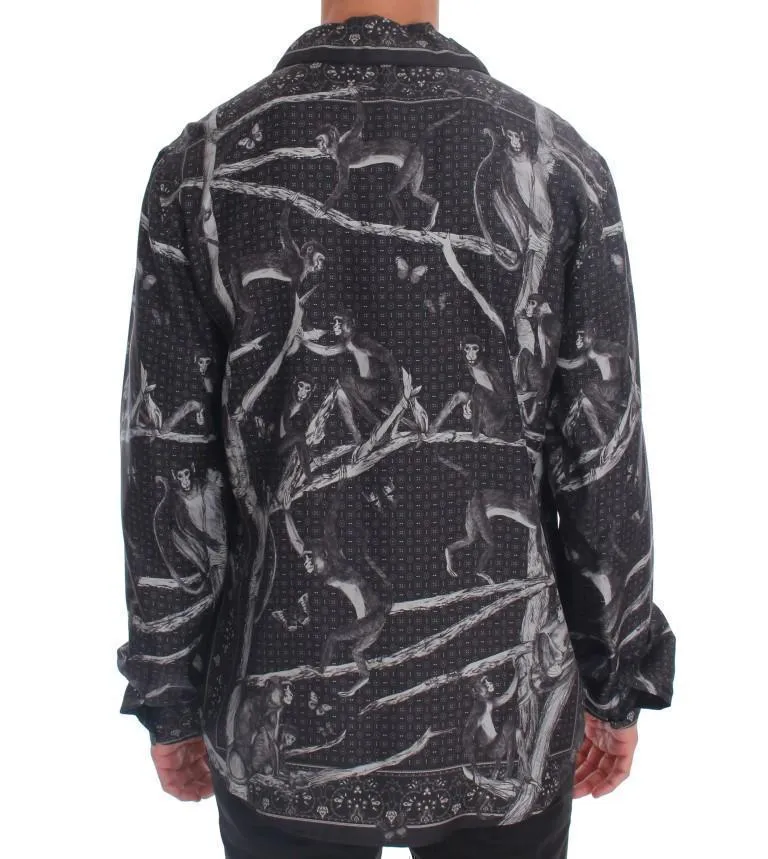 Gray Monkey Print Pajama Shirt
