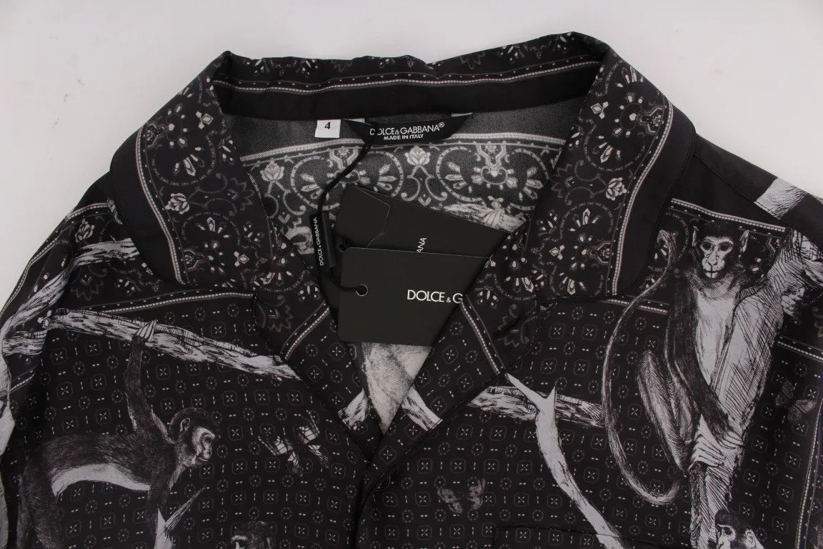 Gray Monkey Print Pajama Shirt