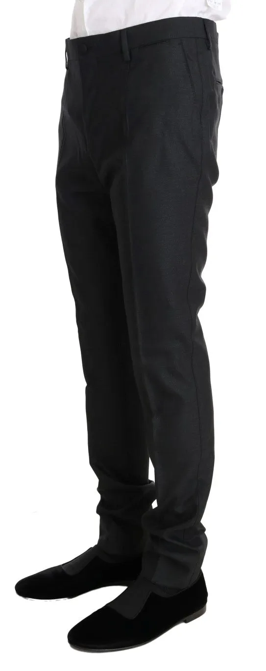 Gray Wool Silk Stretch Slim Fit Suit