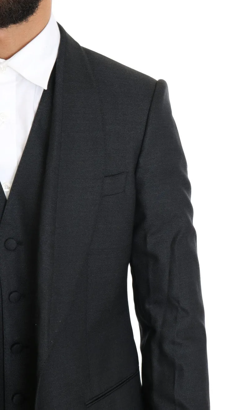 Gray Wool Silk Stretch Slim Fit Suit