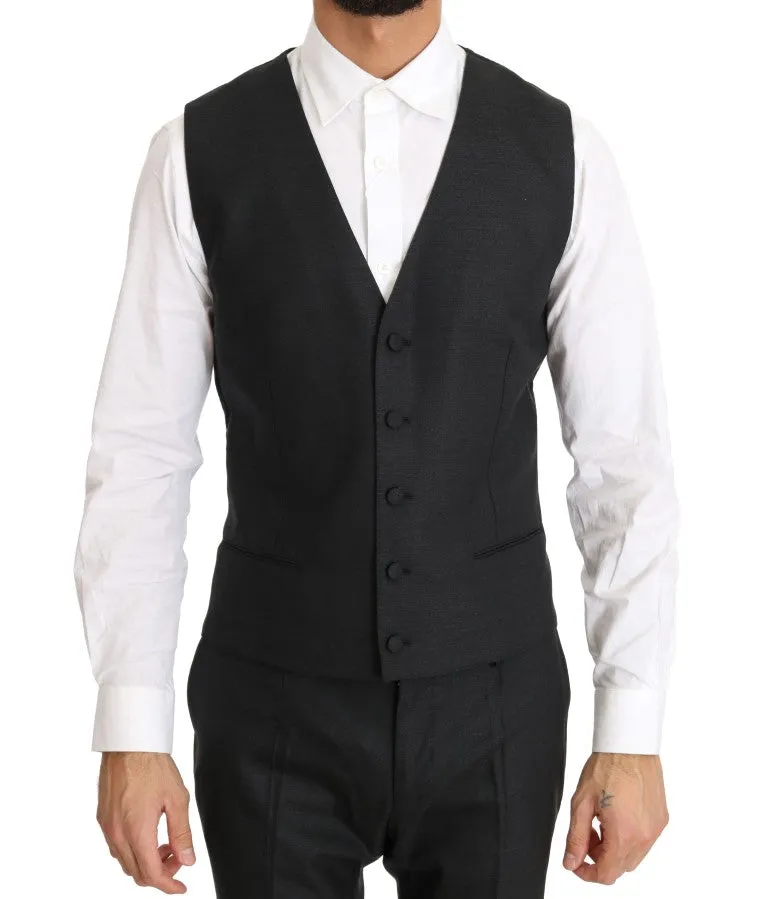 Gray Wool Silk Stretch Slim Fit Suit