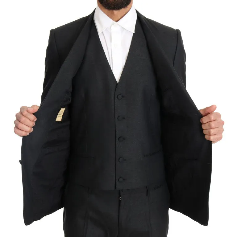 Gray Wool Silk Stretch Slim Fit Suit