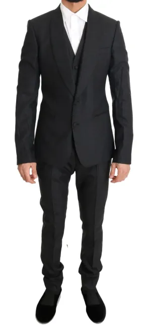 Gray Wool Silk Stretch Slim Fit Suit