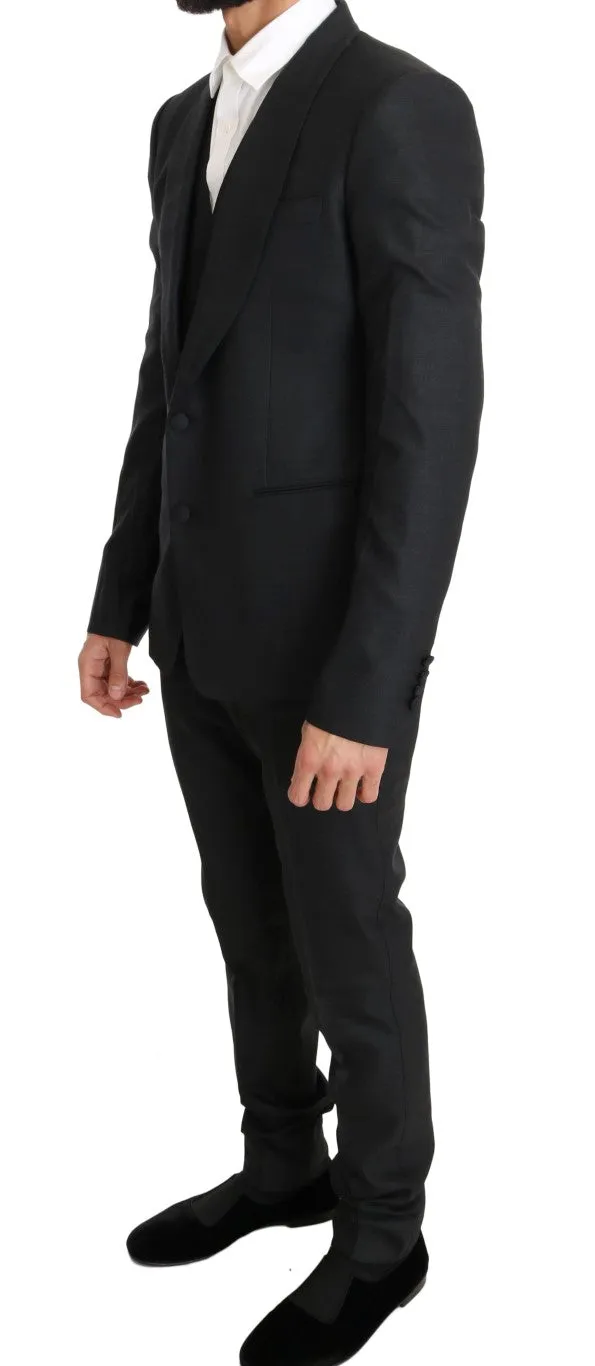 Gray Wool Silk Stretch Slim Fit Suit