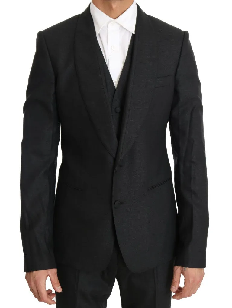 Gray Wool Silk Stretch Slim Fit Suit