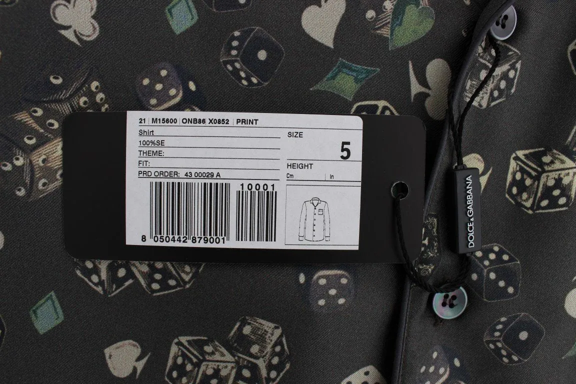 Green Dice Print Silk Pajama Shirt