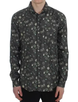 Green Dice Print Silk Pajama Shirt
