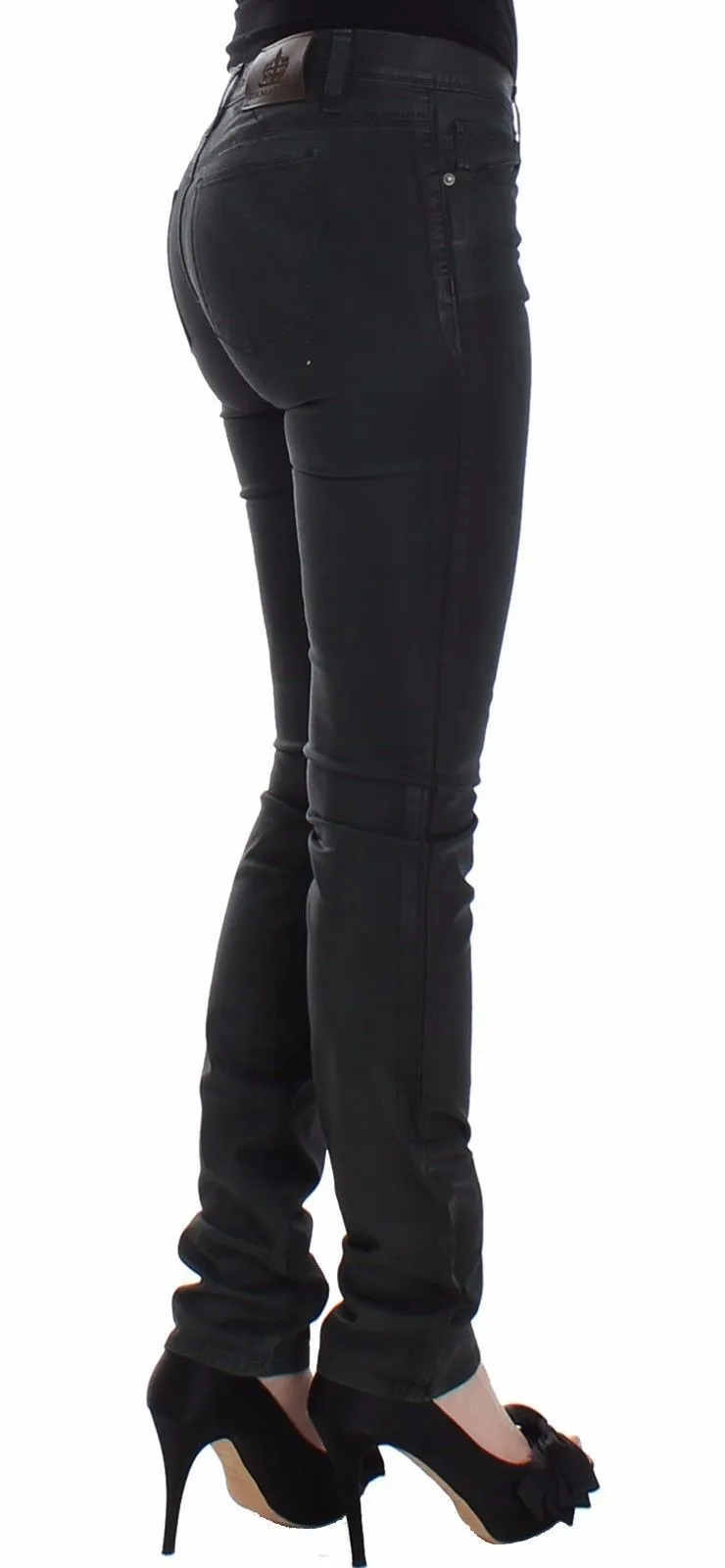 Green Slim Jeans Denim Pants Straight Leg Stretch