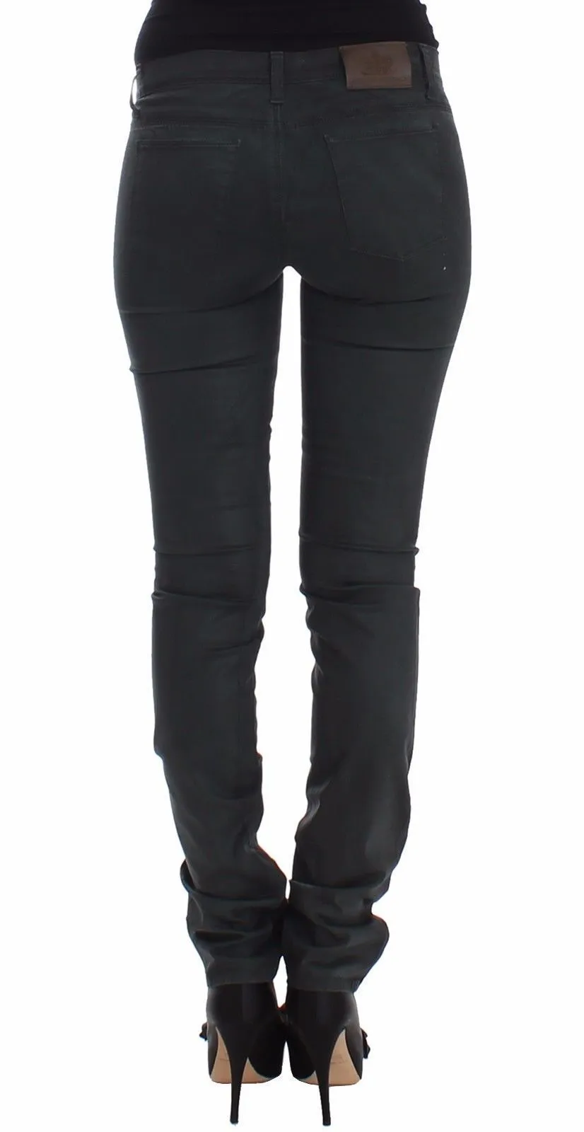 Green Slim Jeans Denim Pants Straight Leg Stretch
