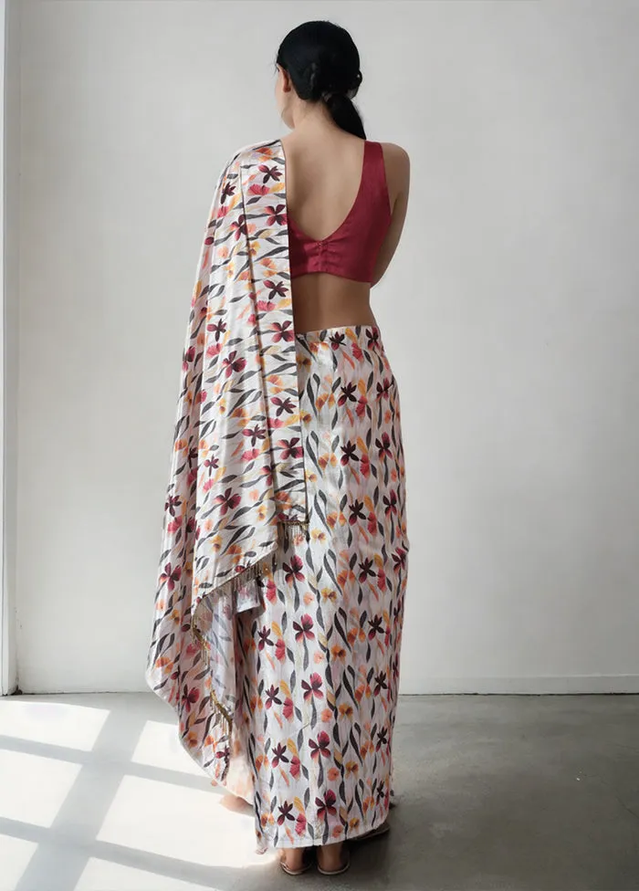 Grey Spun Silk Saree With Blouse Piece