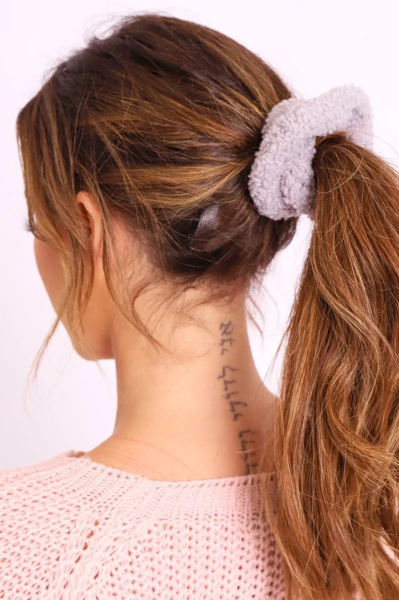 Grey Teddy Hair Scrunchie - Bassy