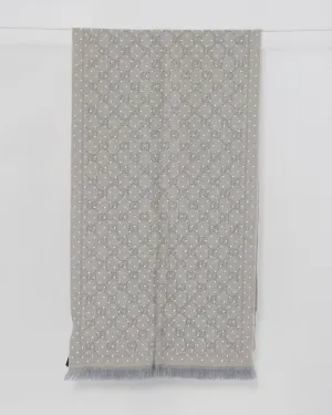Gucci Grey Monogram Studded Wool Scarf