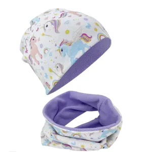 Hat and scarf set unicorn - winter hat