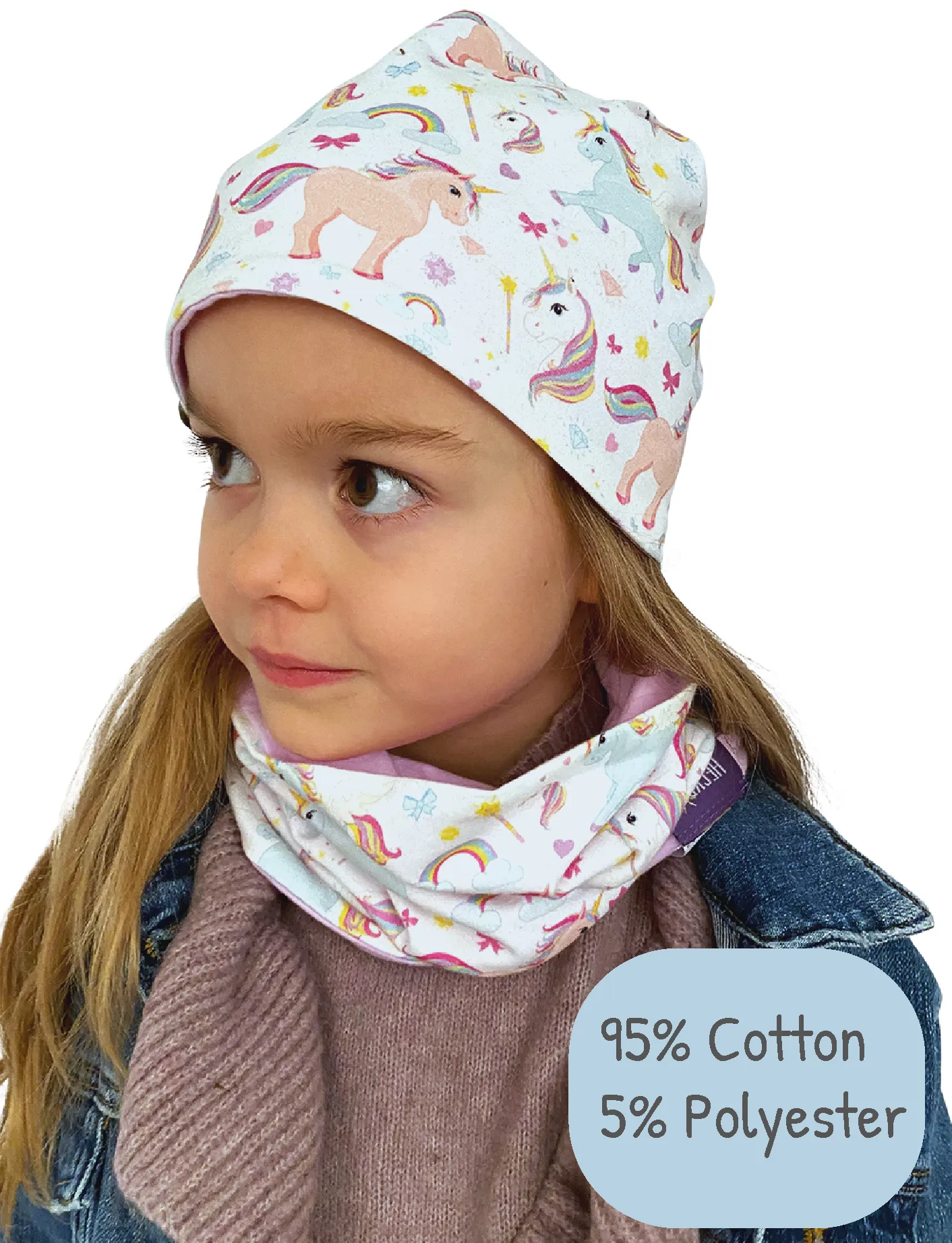Hat and scarf set unicorn - winter hat