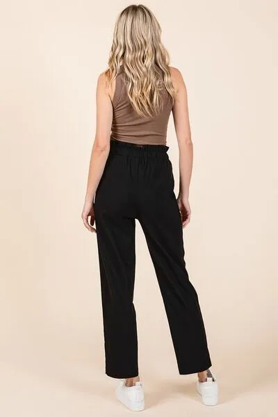 Hazel Blues® |  Mittoshop Paperbag Waist Tapered Straight Pants