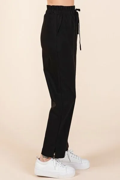 Hazel Blues® |  Mittoshop Paperbag Waist Tapered Straight Pants