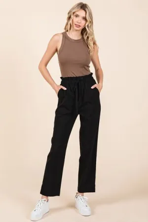 Hazel Blues® |  Mittoshop Paperbag Waist Tapered Straight Pants