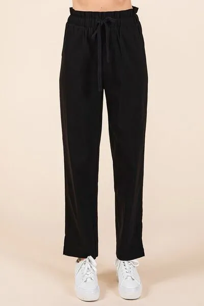 Hazel Blues® |  Mittoshop Paperbag Waist Tapered Straight Pants