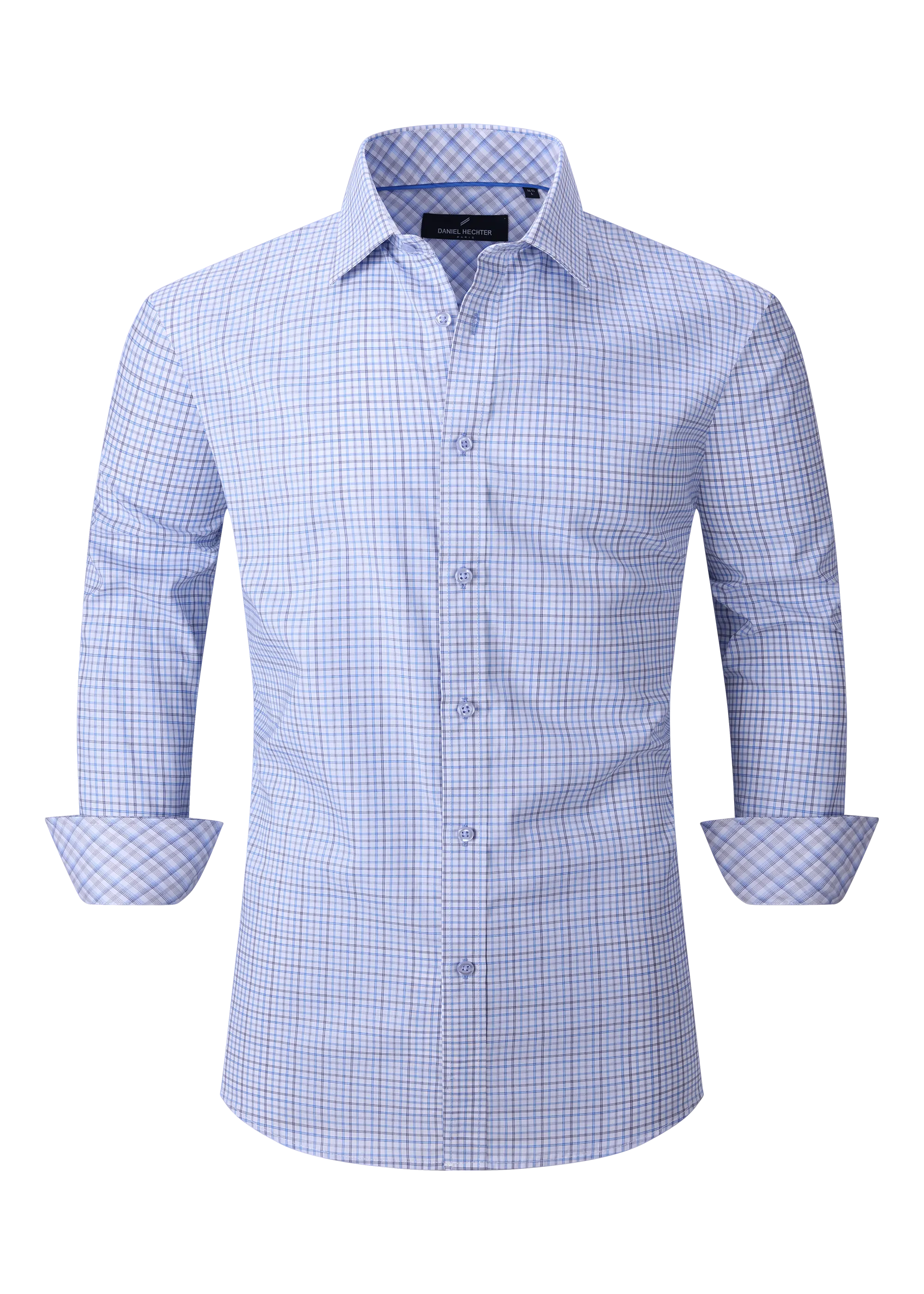 Hechter Paris Plaid Slim Fit Dress Shirt