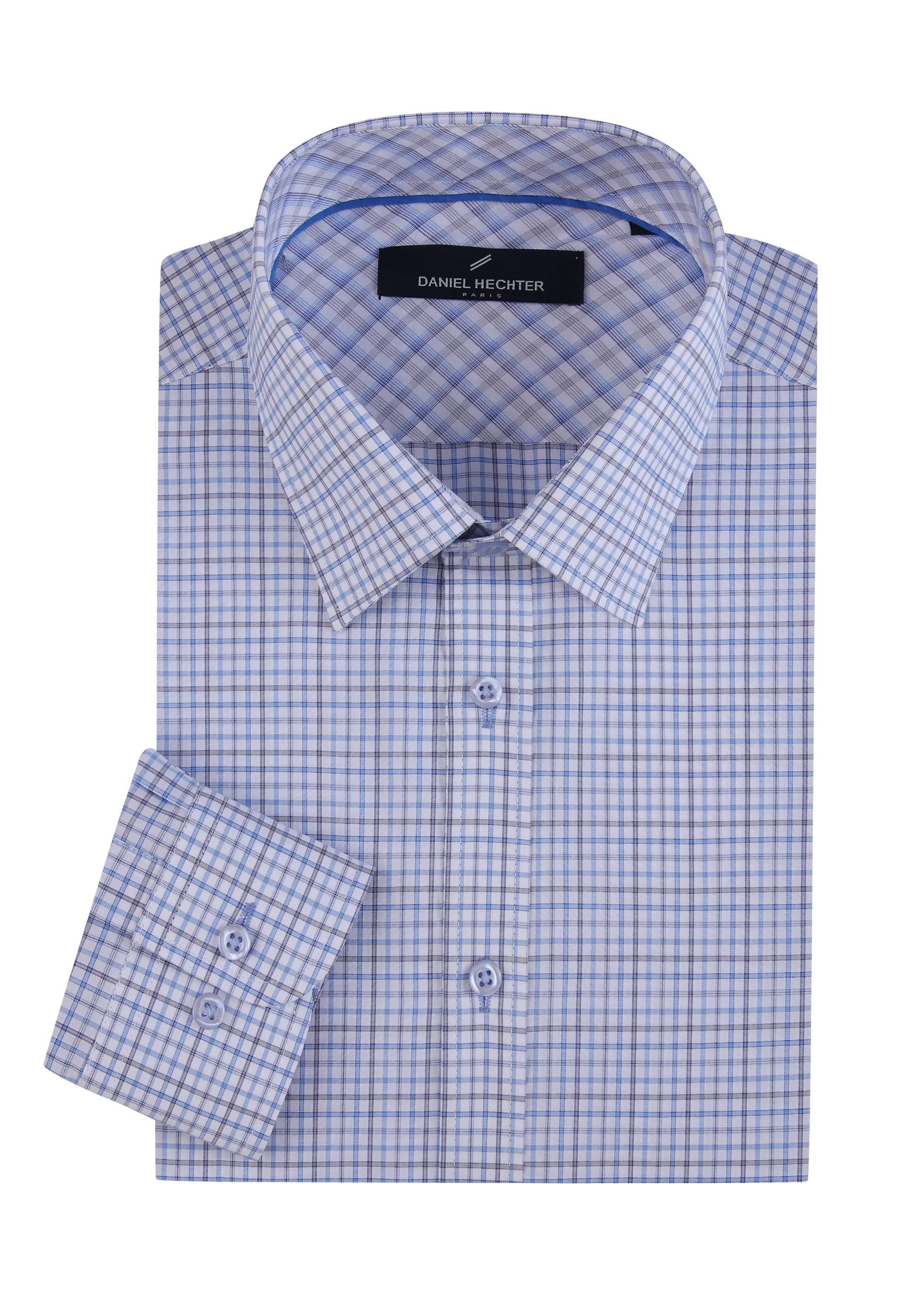 Hechter Paris Plaid Slim Fit Dress Shirt