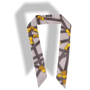 Hermes 2010 Etoupe Gold Tres Kelly Twill Silk Twilly