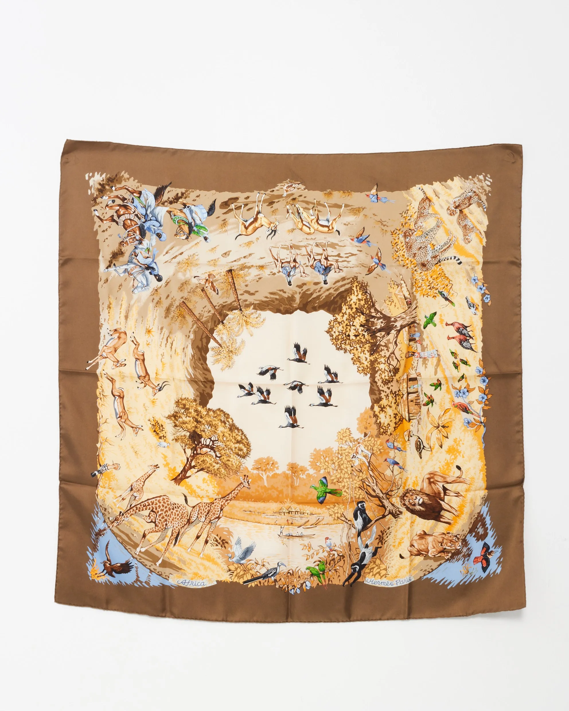 Hermès Brown Multi "Africa" Silk Scarf