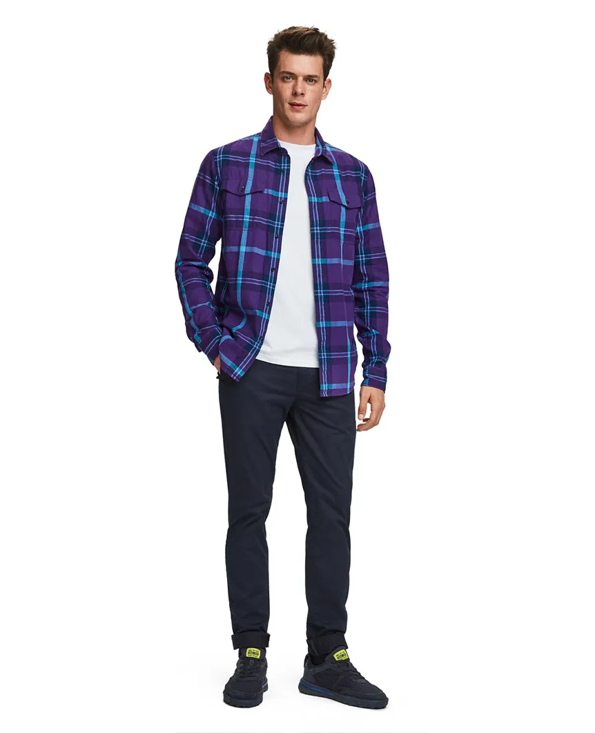 Herringbone plaid shirt Regular fit Purple Blue