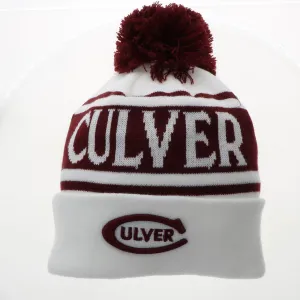 High & Dry Beanie with Pom - White & Maroon