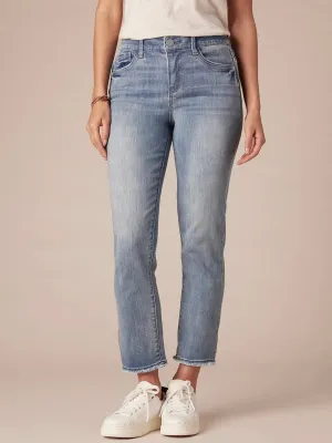 High Rise Slim Straight Jean - Mid Blue Denim