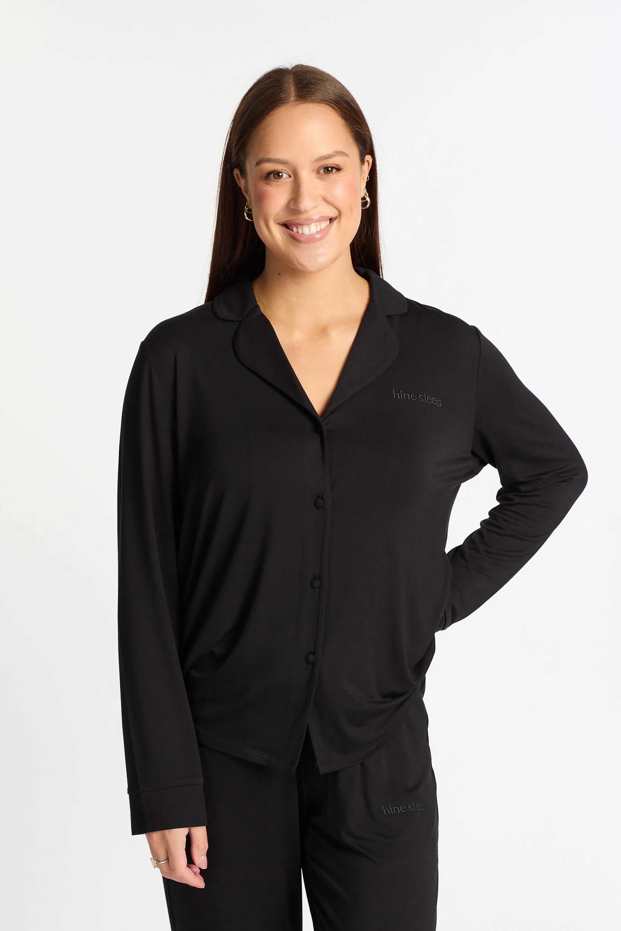 HINE SLEEP LONG SLEEVE TOP ONYX