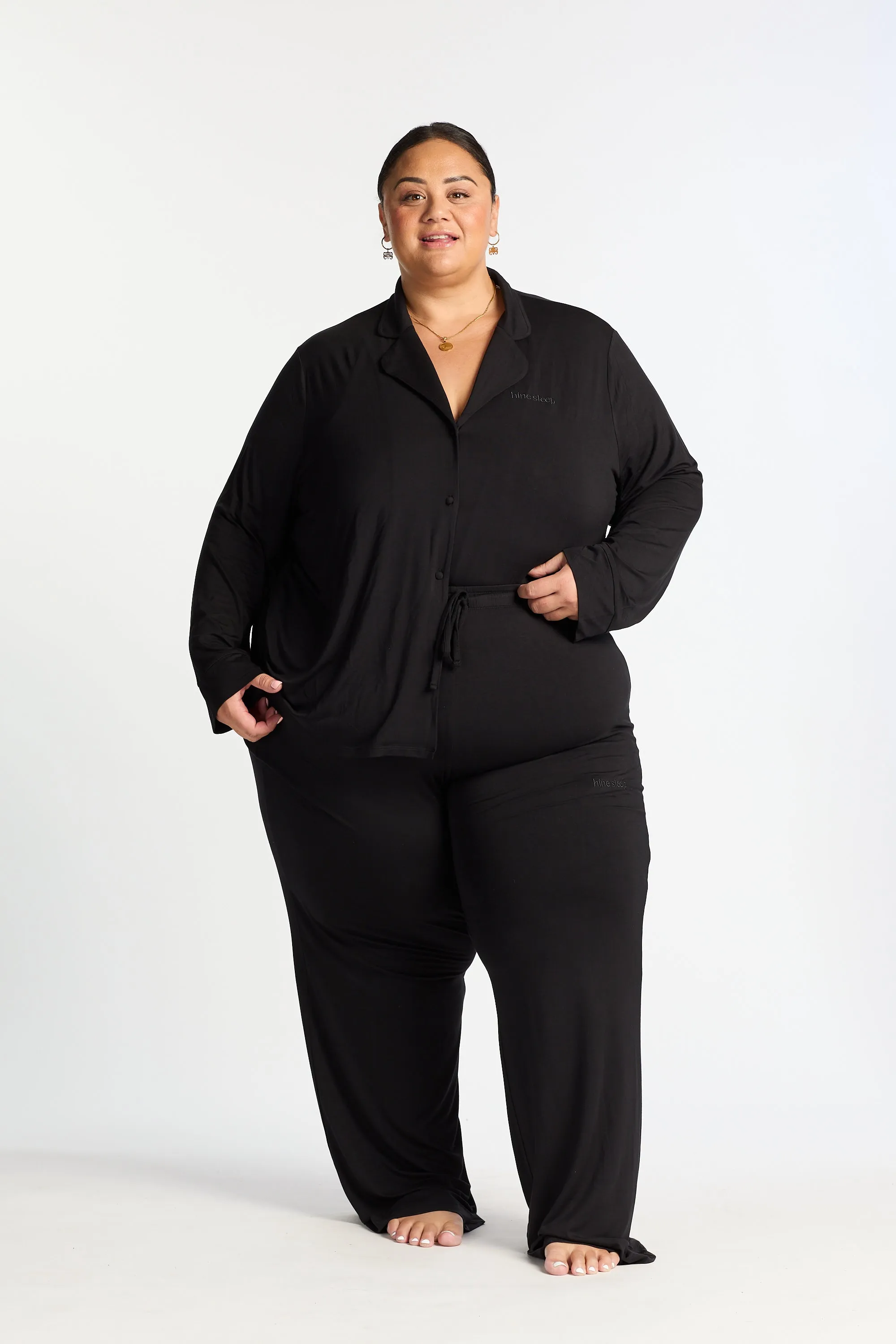 HINE SLEEP LONG SLEEVE TOP ONYX