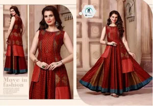 Jacket Style Long Kurti Digital Printed...